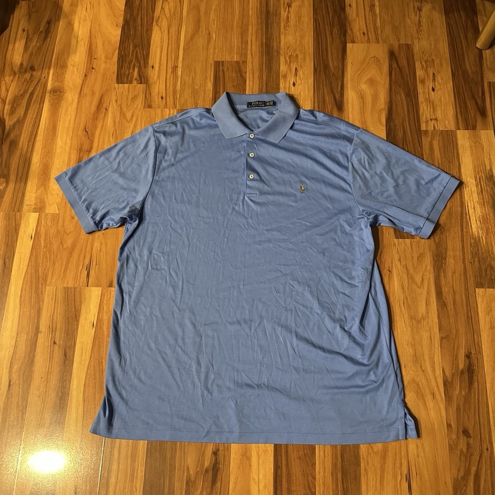 Polo Ralph Lauren Soft Cotton Polo Shirt Heather Blue Big & Tall Men's Sz 2XLT